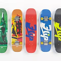 Assorted Skateboards With Diverse Graphic Designs And Colorful Patterns