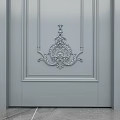 Gray Swing Door With Classical Decorative Patterns For Modern Interior Design 3d model