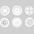 European-style lamp panel gypsum carved disc combination 3d model