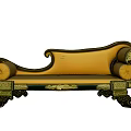 Luxurious Golden Yellow Chaise Lounge With Black And Gold Intricate Carved Frame