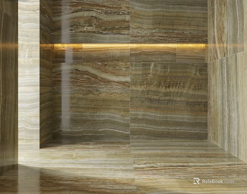 Modern Marble Wall And Floor Tiles With Striped Pattern And Illuminated Design 3d model 