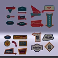 Colorful Directional Signs With Vintage Arrows And Sale Labels Design