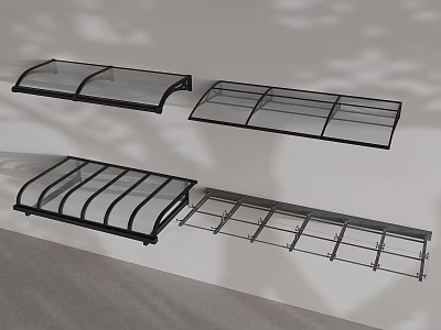 Elegant Glass Canopies with Metal Frames and Four Different Designs for Outdoor Use 3d model