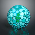 Decorative Blue Sphere With Circular Holes On Surface And Reflective Finish 3d model