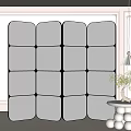 Modern Minimalist Folding Screen With Black And White Panel Design For Living Room Interior