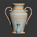 Decorative Vases In Various Sizes With White And Light Blue Colors And Gold Accents
