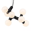 Modern Decorative Chandelier With White Spherical Bulbs And Black Frame