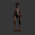 Realistic Red Brown Striped Dinosaur Character With Sharp Teeth Standing Pose 3d model