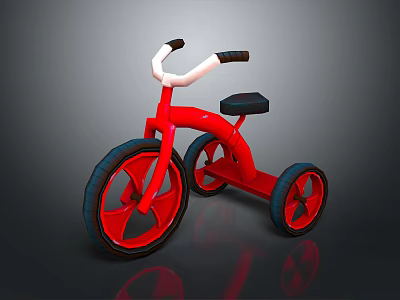Red Kids Tricycle With Black Seat White Handlebars Red Rims And Black Tires 3d model