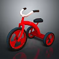 Red Kids Tricycle With Black Seat White Handlebars Red Rims And Black Tires