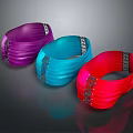 Fashionable Bracelets in Purple Blue Red with Shiny Finish and Metal Clasps