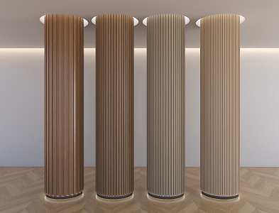 Modern Interior Pillar Wooden Pillar Decorative Pillar Package Pillar Cylindrical Grille Wooden Pillar Square Wooden Pillar 3d model