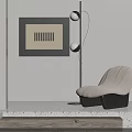 Modern Accent Chair Design With White Cushion Floor Lamp And Wall Art Decor