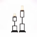 Two Modern Minimalist Black Candle Lamps With Square Structure Base And Candles 3d model