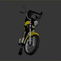 Practical Yellow Motorcycle with Black Storage Box Black Seat and Front Headlight Design 3d model