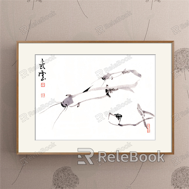 New Chinese Animal Painting Black and White Bedroom Flowers, Birds, Fish and Insect model