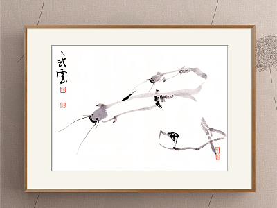 New Chinese Animal Painting Black and White Bedroom Flowers, Birds, Fish and Insect model