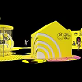 Yellow Smiley Face Themed Play Structures With Various Shapes And Interactive Elements 3d model