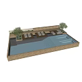Modern Swimming Pool Area With Outdoor Lounge Seats And Green Landscaping