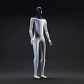 Tesla Intelligent Humanoid Robot With White Body And Black Head Front Back Views