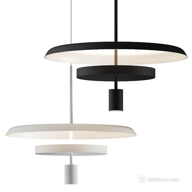 Modern Minimalist Ceiling Lights In Black And White Circular Styles 3d model