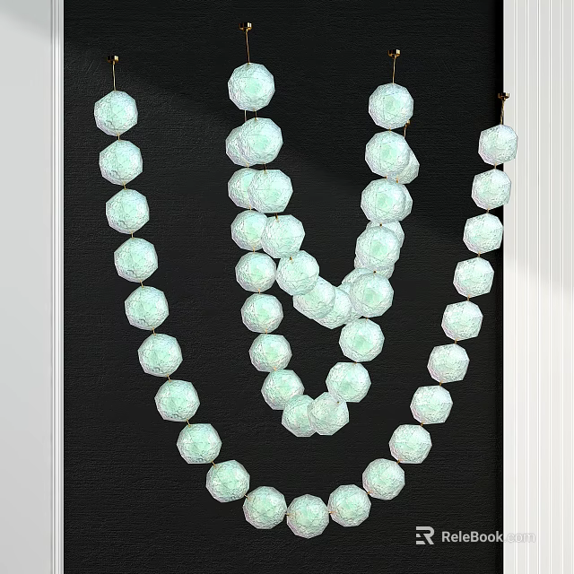 Modern Geometric Chandelier Design With Multiple White Spherical Lights Against Black Backdrop 3d model 