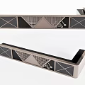 Modern Reception Desk With Geometric Patterns And Grid Decorations In Light Tone 3d model