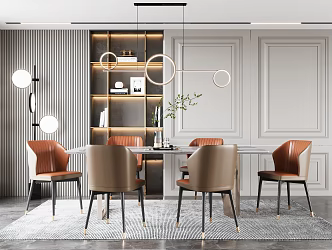 Light Luxury Dining Table and Chair Combination 3d model