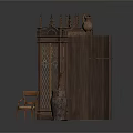 Ornate Vintage Wooden Bookcase with Chalkboard and Gothic Carvings Interior Design
