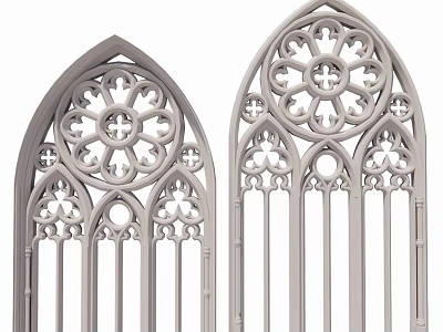 Ornate Gothic Window Designs With Intricate Patterns And Pointed Arches 3d model
