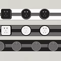 Modern Electrical Socket And Switch Panel Designs With Multiple Outlets And USB Ports 3d model