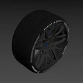 Black Car Tire With Stylish Alloy Rim And Spoke Design