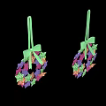 Colorful Decorative Ornament Set Featuring Wreath Design Green Hanging Rope And Bow Details