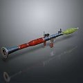 Military Rocket Launcher With Red Barrel Green Projectile And Metal Sight