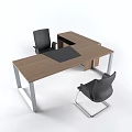Modern Office Desk And Chair Set With Wooden Top Metal Frame Drawers And Wheels