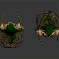 Mythical Antlered Nature Character With Green Long Hair Leafy Decorations And Root Pedestal