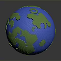 Blue Globe Featuring Green Continents And Hexagonal Surface Texture