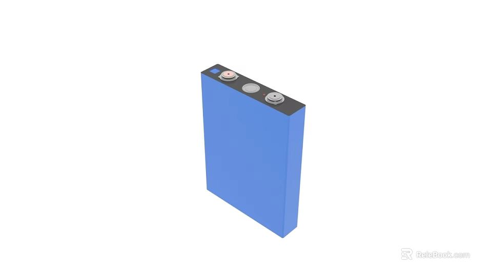 Blue Square Lithium Battery With Top Metal Contacts And Compact Design 3d model 