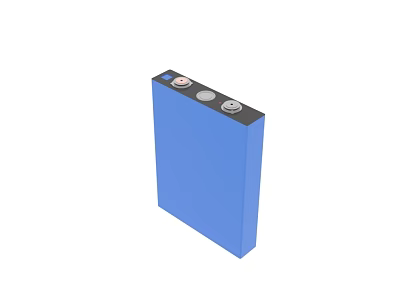 Blue Square Lithium Battery With Top Metal Contacts And Compact Design 3d model