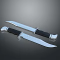 Two Sharp Silver Bladed Knives With Black Handles For Weapon