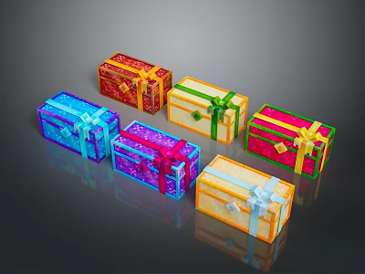 Colorful Decorative Gift Boxes with Colorful Ribbons and Various Bright Hues for Festive Gifting 3d model
