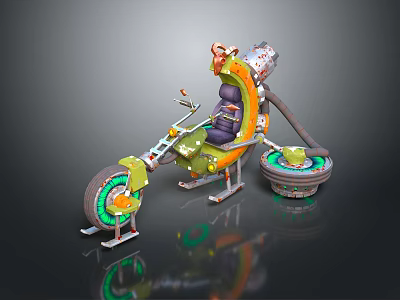 Futuristic Motorcycle Design With Vibrant Color Accents Unique Wheel And Comfortable Seat Structure 3d model