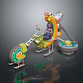 Futuristic Motorcycle Design With Vibrant Color Accents Unique Wheel And Comfortable Seat Structure