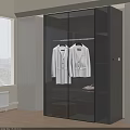 Modern Wardrobe Interior Design With Glass Doors Hanging Suits And Open Shelves