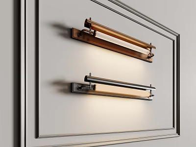 Modern Indoor Metal Wall Lamps Sleek Double Bar Design With Warm Glow 3d model