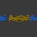 Three Different Mechanical Armors With Metallic Texture And Decorative Patterns