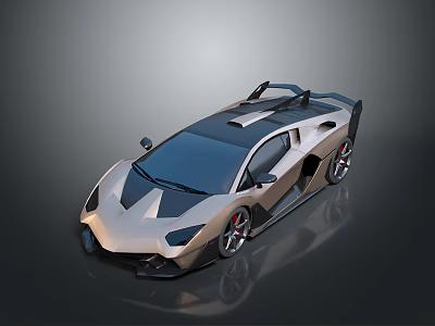 Modern Sleek Sports Car Featuring Black Silver Streamlined Design Rear Spoiler And Alloy Wheels 3d model