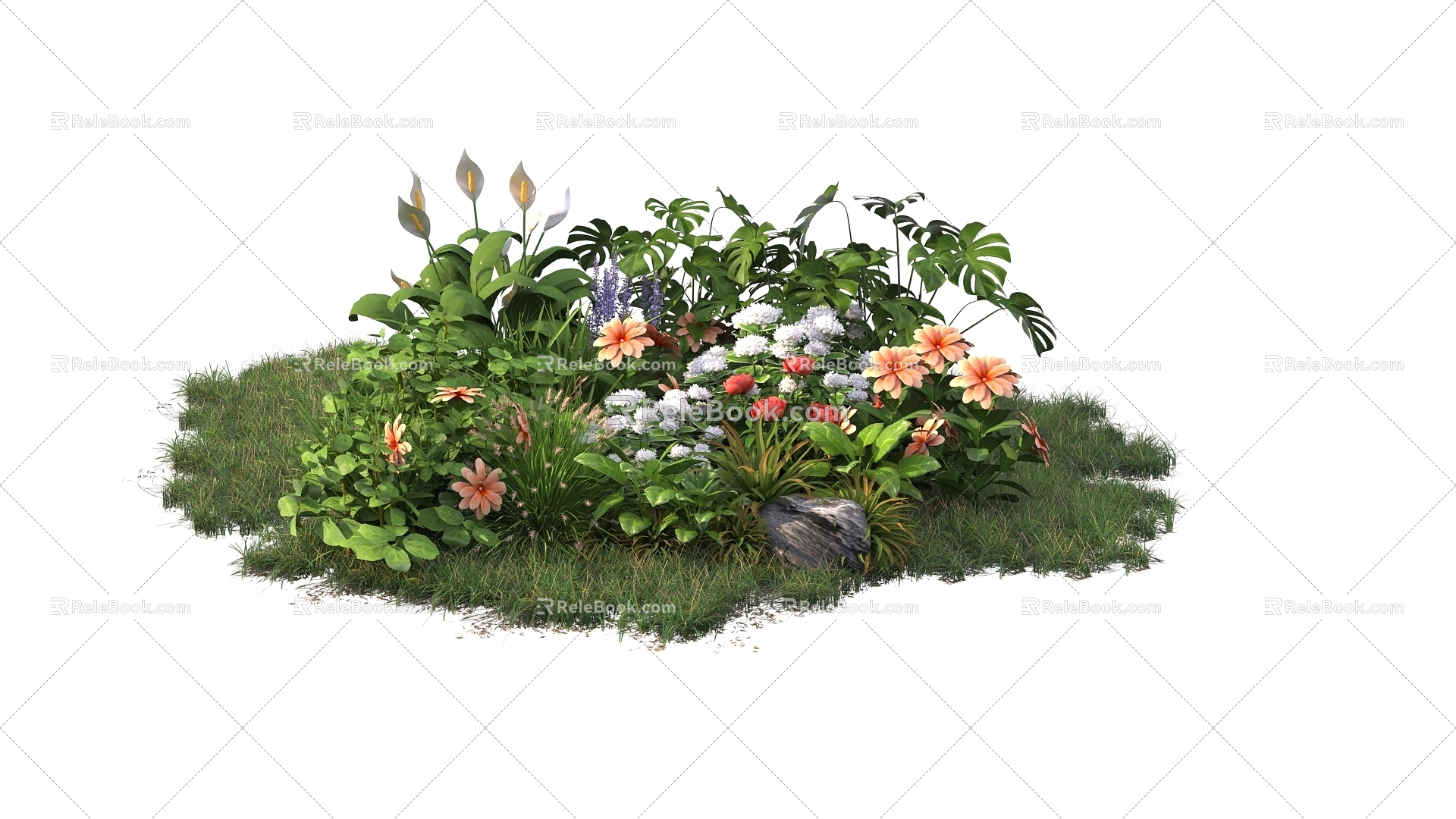 Plants Flowers Shrubs Landscape Greening Plant Heaps 3d model