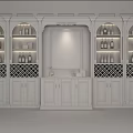 Elegant White Wine Cabinet Featuring Multiple Wine Racks and Decorative Painting