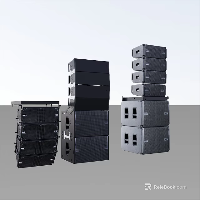 High Quality Professional Audio Speaker Towers Stacked Multiple Units For Events 3d model 